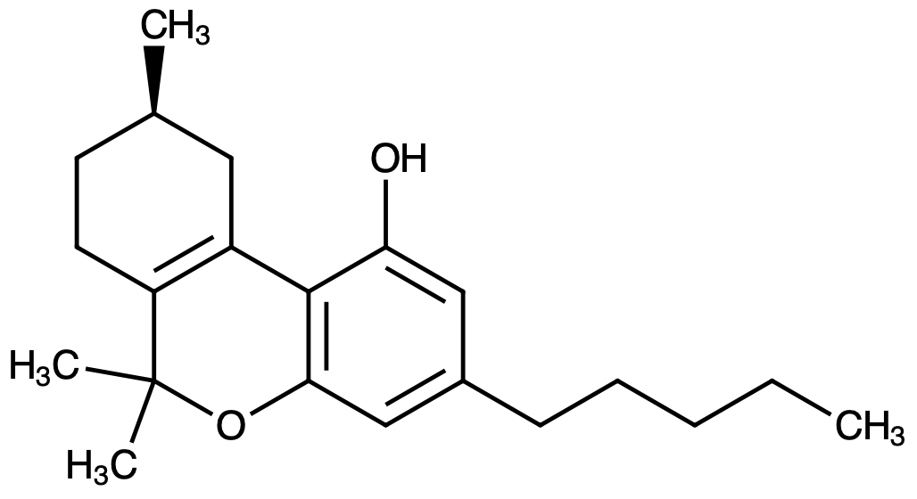 This image displays the chemical structure for (9R)-delta 6a(10a)-Tetrahydrocannabinol