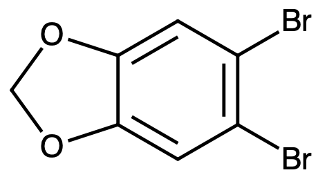 This image displays the chemical structure for 1,2-Dibromo-4,5-methylenedioxybenzene